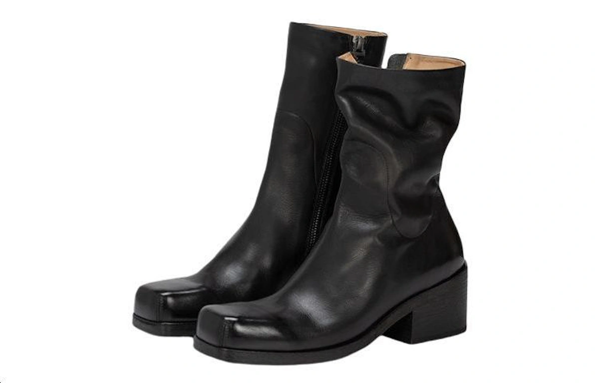 (Women) Marsèll Cassello 'Black Square-Toe Leather Ankle Boot'