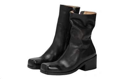 (Women) Marsèll Cassello 'Black Square-Toe Leather Ankle Boot'