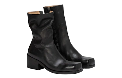(Women) Marsèll Cassello 'Black Square-Toe Leather Ankle Boot'