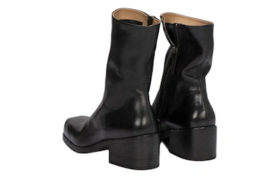 (Women) Marsèll Cassello 'Black Square-Toe Leather Ankle Boot'