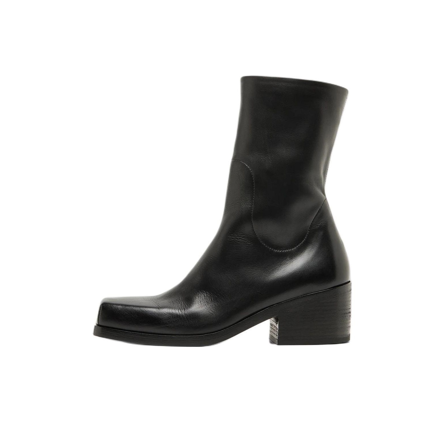 (W) Marsèll Cassello Square-Toe Leather Boot 'Black'