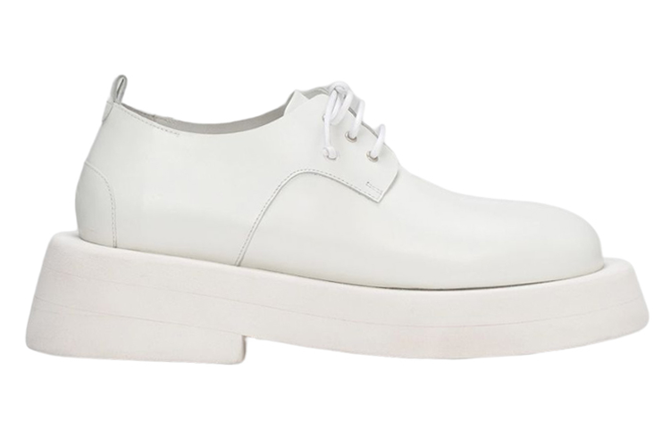 Order (W) 마르셀 흰색 가죽 레이스업 플랫 MWG550196110
