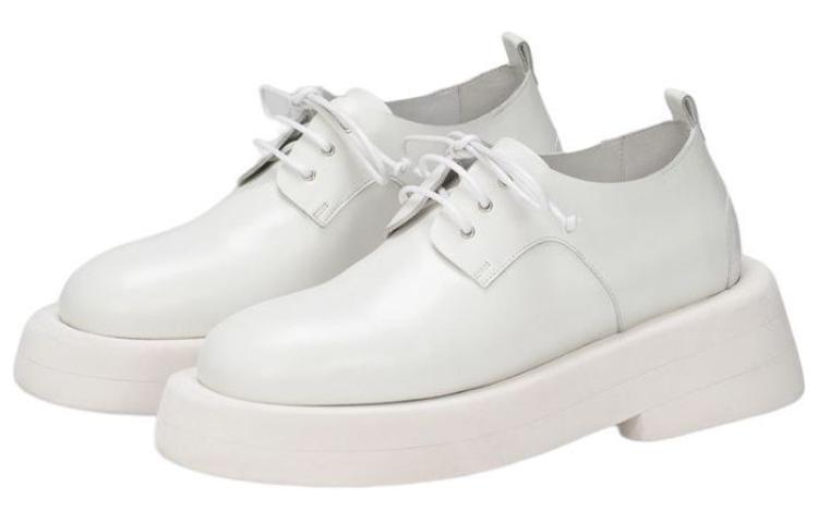 Lookbook (W) 마르셀 흰색 가죽 레이스업 플랫 MWG550196110