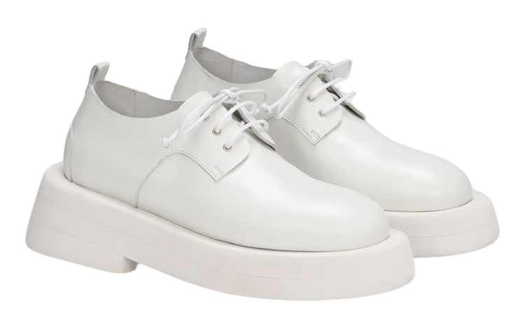 Shop (W) 마르셀 흰색 가죽 레이스업 플랫 MWG550196110