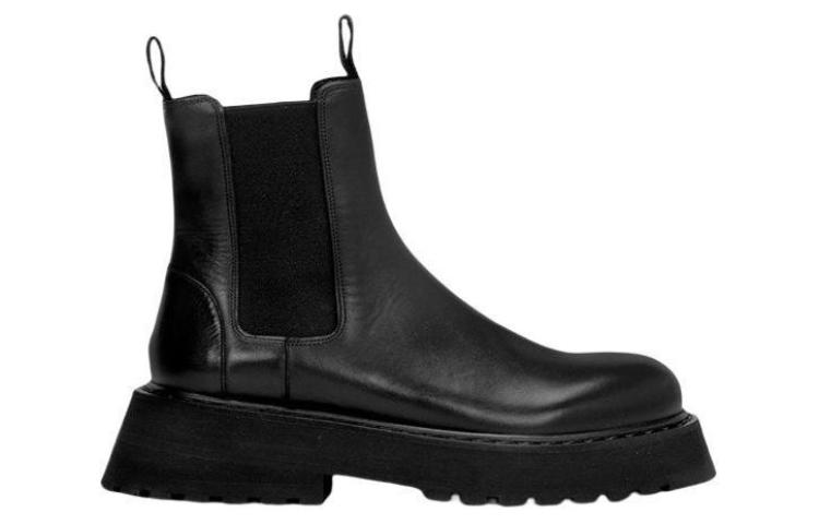 Order Marsèll 馬塞爾 皮革 厚底套穿 短筒 切爾西靴 女款 黑色