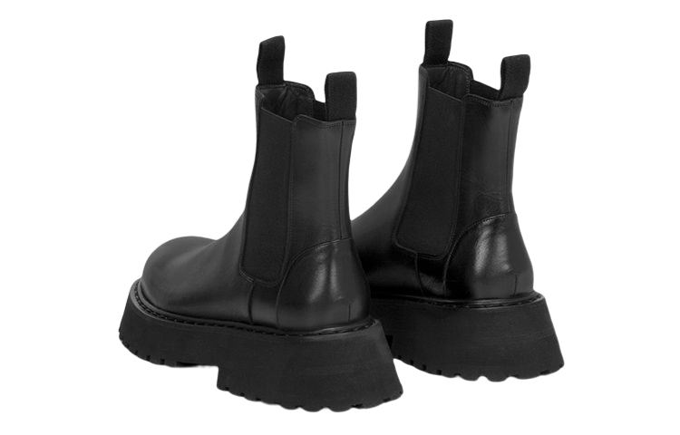 Shop Marsèll 馬塞爾 皮革 厚底套穿 短筒 切爾西靴 女款 黑色