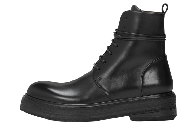 (W) Marsèll Leather Fashion Lace-Up Ankle Boot 'Black'