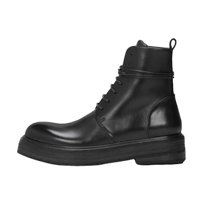 (W) Marsèll Leather Fashion Lace-Up Ankle Boot 'Black'