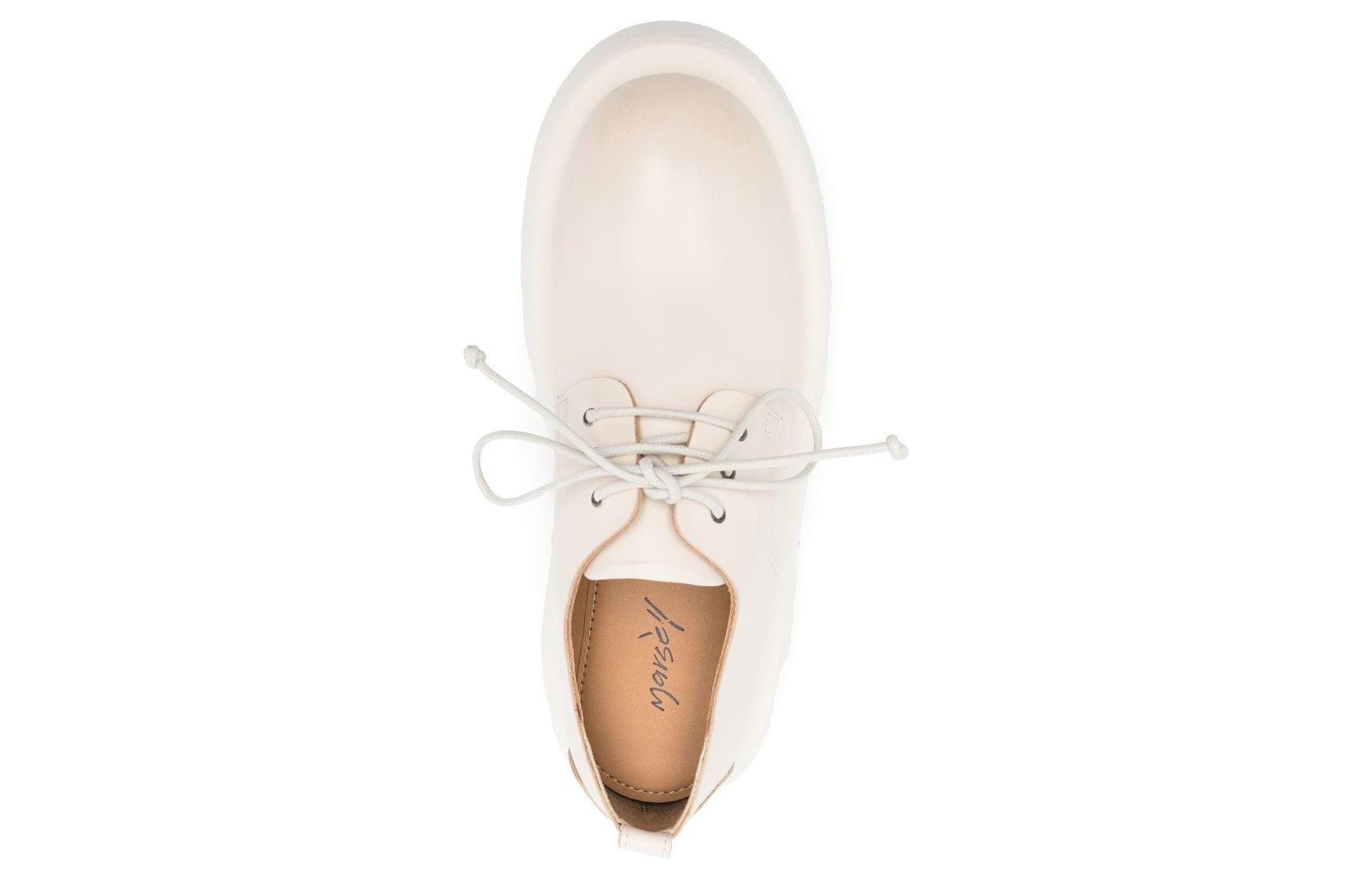 Shop (W) Marsèll Zapatos de Cuero Beige con Punta Redonda y Cordones MWG550118180