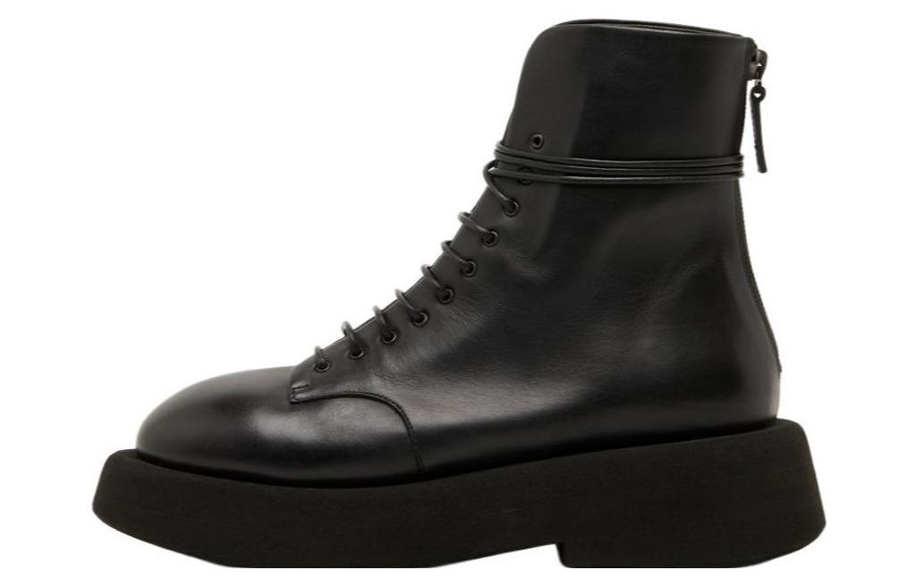 (Women) Marsèll Leather Round-Toe Platform Ankle Boot 'Black' MWG553196666