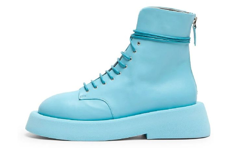 (Women) Marsèll Leather Round-Toe Platform Lace-Up Boots 'Blue' MWG553193918