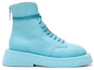 Order (W) Marsèll Leren Ronde-Neus Plateau Veterlaarzen ''Blauw'' MWG553193918