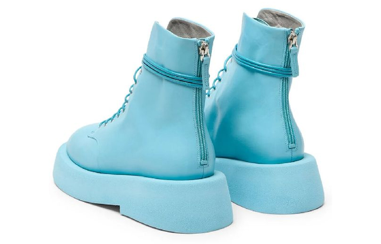 Shop (W) Marsèll Leren Ronde-Neus Plateau Veterlaarzen ''Blauw'' MWG553193918