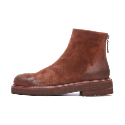 (W) Marsèll Leather Round-Toe Slip-On Boot 'Brown'