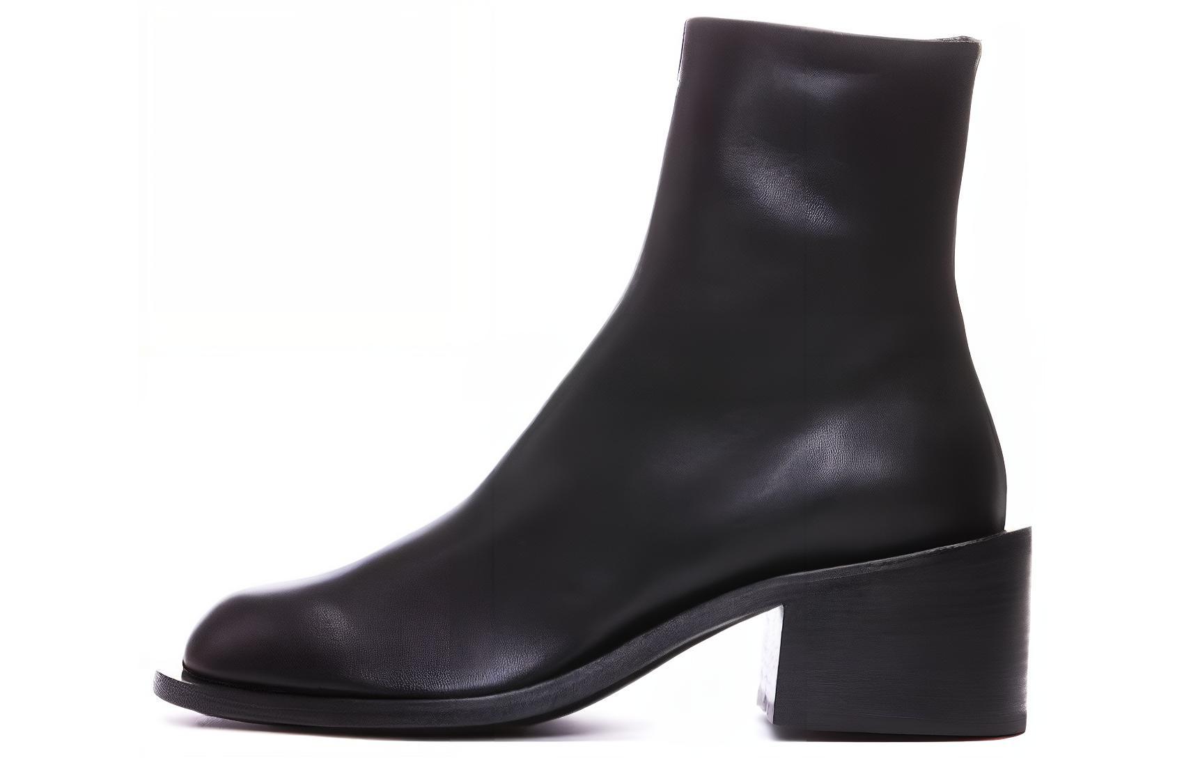 (W) Marsèll Leather Round-Toe Zip Ankle Boots 'Black'