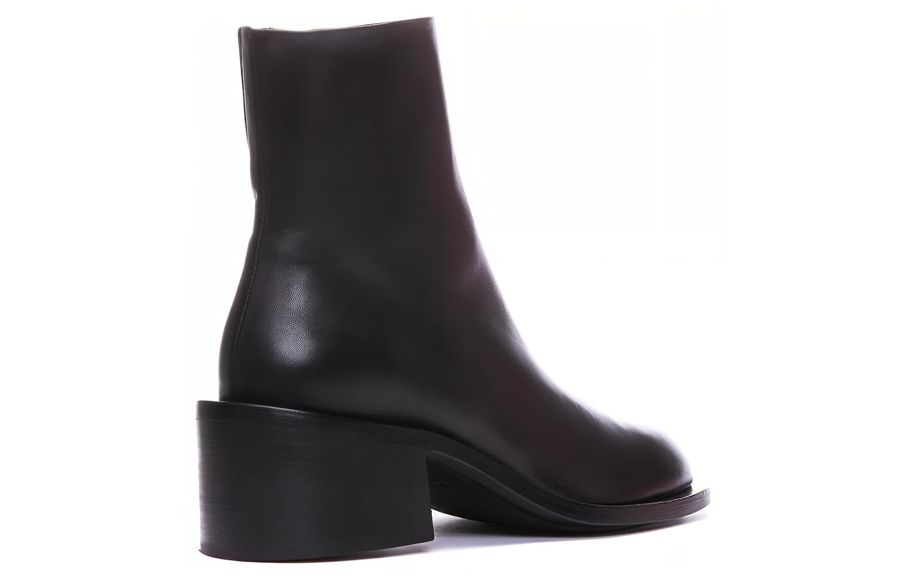 (W) Marsèll Leather Round-Toe Zip Ankle Boots 'Black' 圖 4