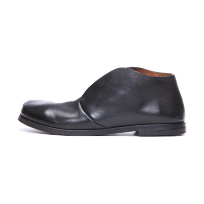 (W) Marsèll Leather Round Toe Slip-On Ankle Boots 'Black'