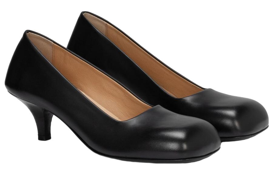 Order (W) Marsèll Slip-On Kulit Hujung Bulat 'Chunky Heel Hitam' MW8056193666