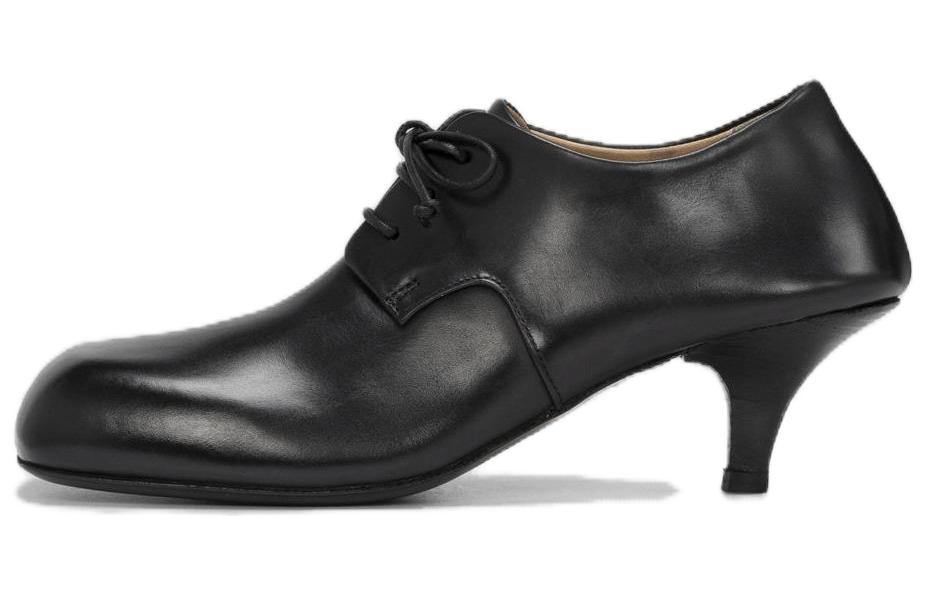 (W) Marsèll Leather Square-Toe Lace-Up High Heels 'Stiletto Black'