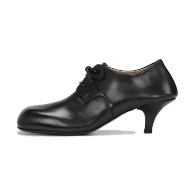 (W) Marsèll Leather Square-Toe Lace-Up High Heels 'Stiletto Black'