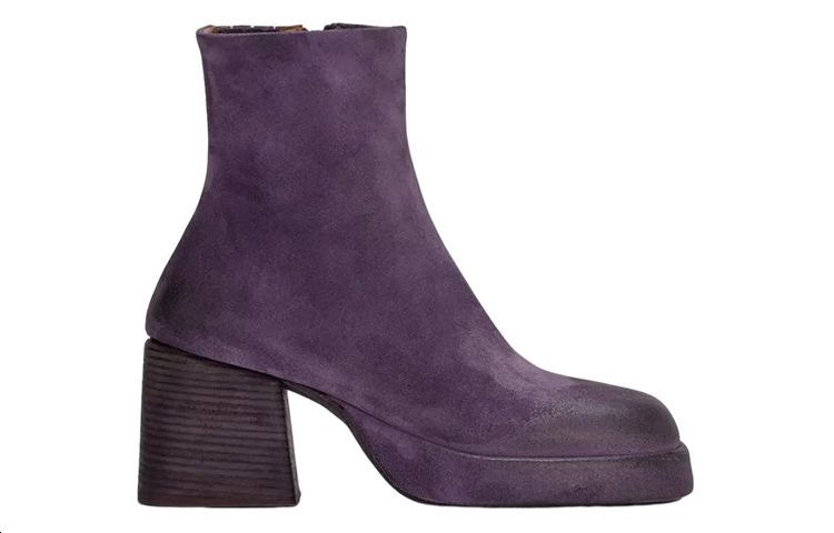 (W) Marsèll Leather Square Toe Chunky Heel Ankle Boots 'Purple' 圖 2