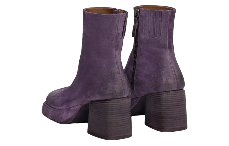(W) Marsèll Leather Square Toe Chunky Heel Ankle Boots 'Purple' 圖 4