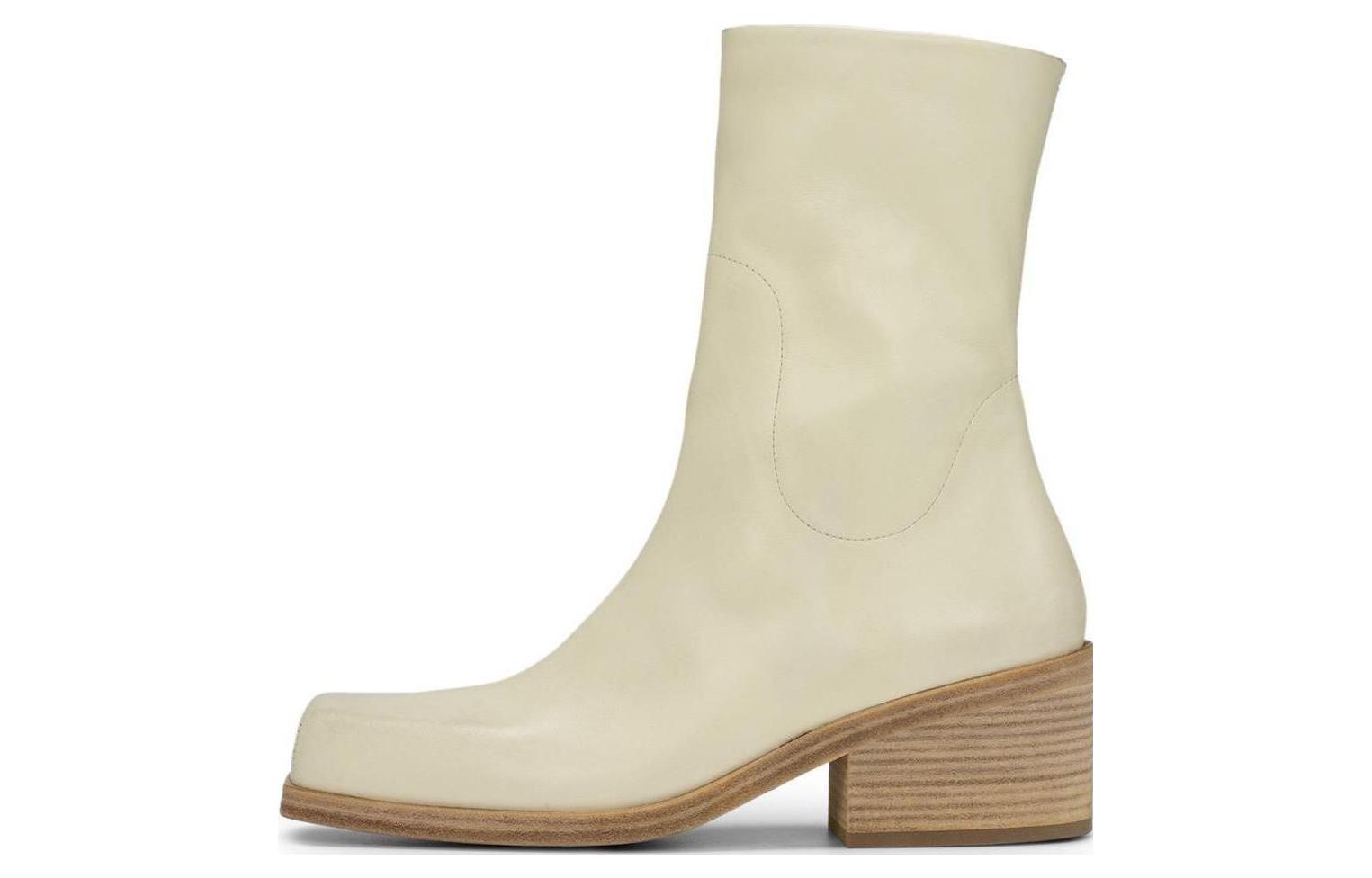 (W) Marsèll Leather Zip Ankle Boot 'Ivory'