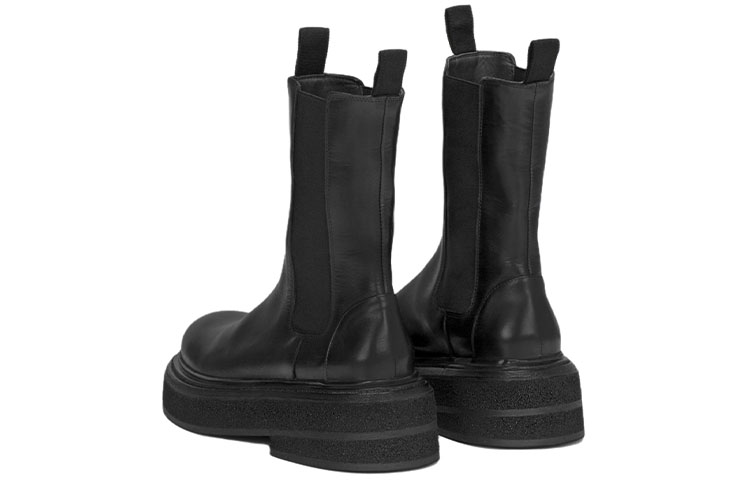 Shop (W) Bota de Media Pantorrilla de Cuero Marsèll 'Suela Gruesa Negra' MW6223118666