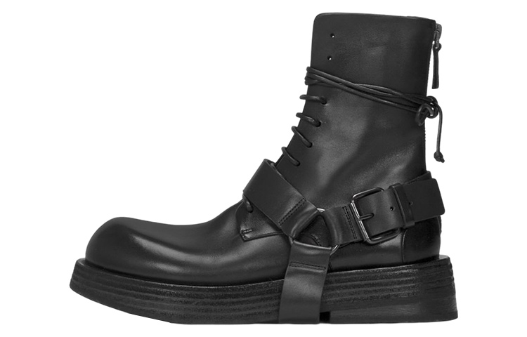(W) Marsèll Musona 'Black Leather Lace-Up Ankle Boot'