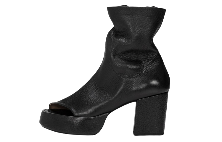 (W) Marsèll Plabo 'Black Leather High-Heeled Ankle Boot'