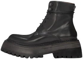 (Women) Marsèll Quadrarmato 'Black Leather Lace-Up Booties' MW6130172666 (Women) Marsèll Quadrarmato 'Black Leather Lace-Up Booties' MW6130172666