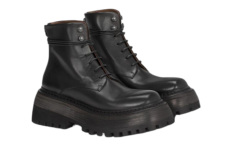 (W) Marsèll Quadrarmato 'Black Leather Lace-Up Booties' 圖 3