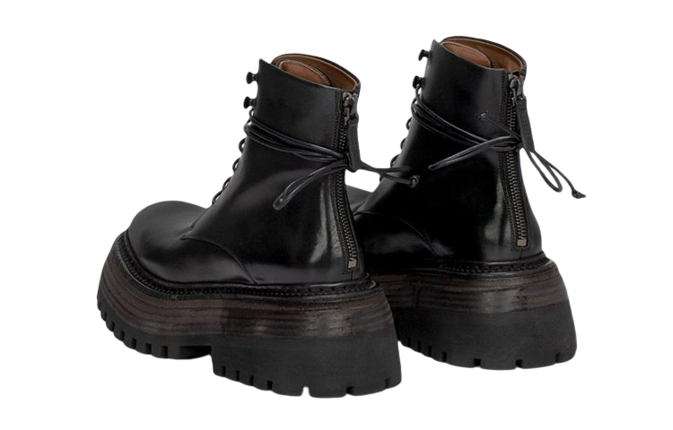 (W) Marsèll Quadrarmato 'Black Leather Lace-Up Booties' 圖 4
