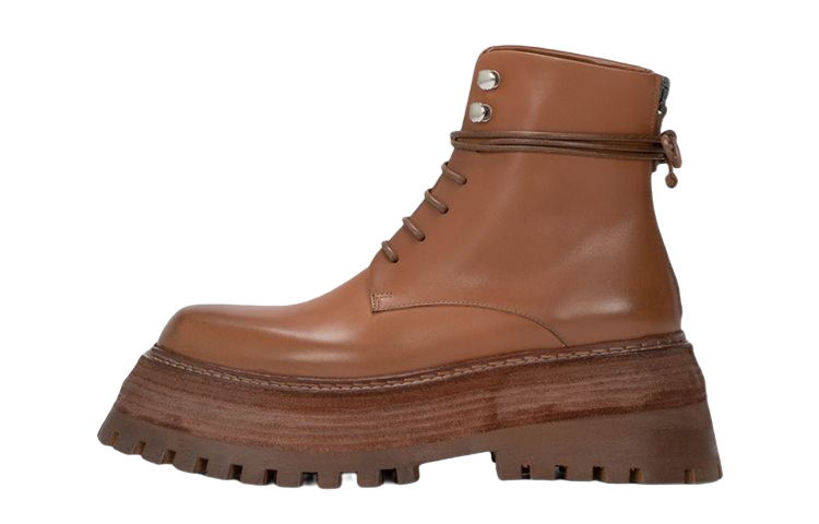 (W) Marsèll Quadrarmato 'Brown Lace-Up Ankle Boots'