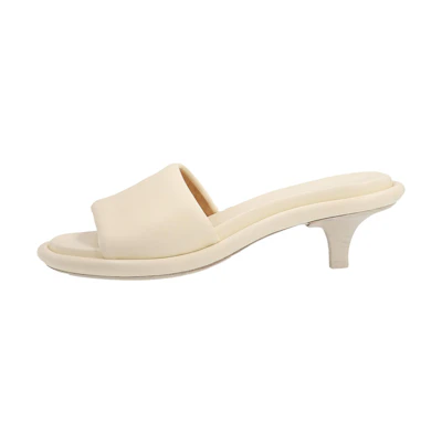 (W) Marsèll Spilla 'White Leather Round-Toe Slide'