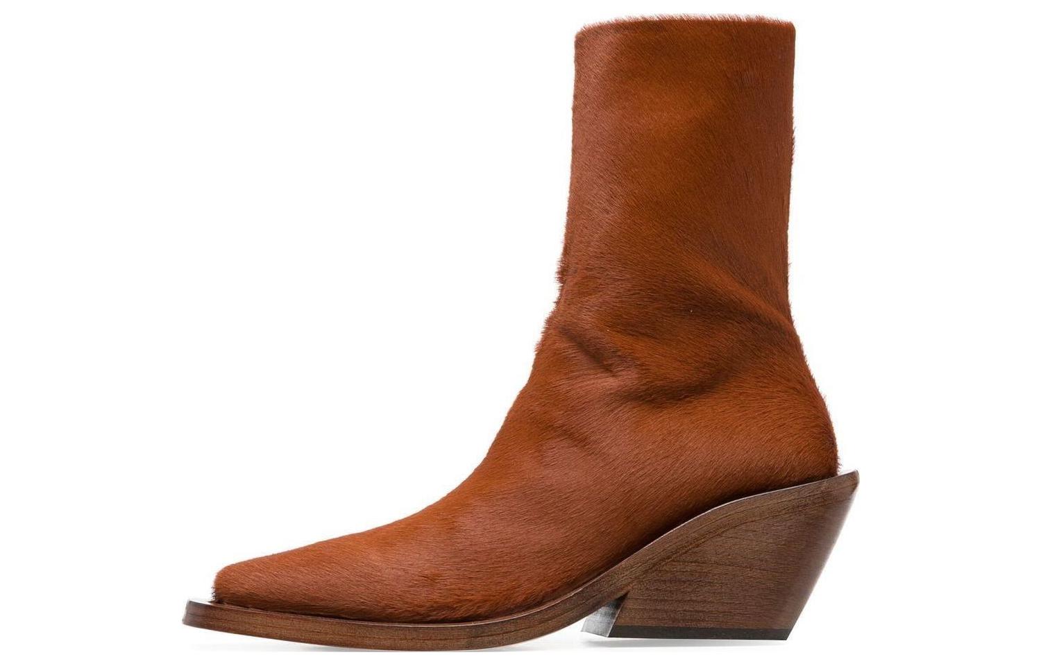(W) Marsèll Suede Fashion Chunky Heel Ankle Boot 'Amber Orange'