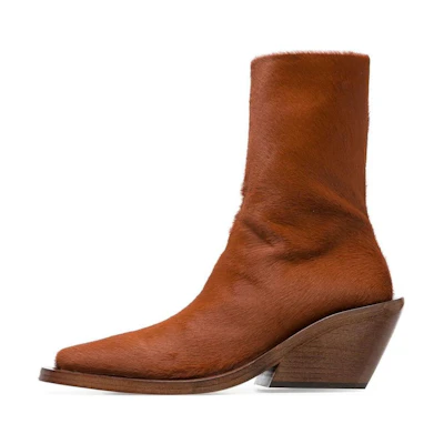 (W) Marsèll Suede Fashion Chunky Heel Ankle Boot 'Amber Orange'