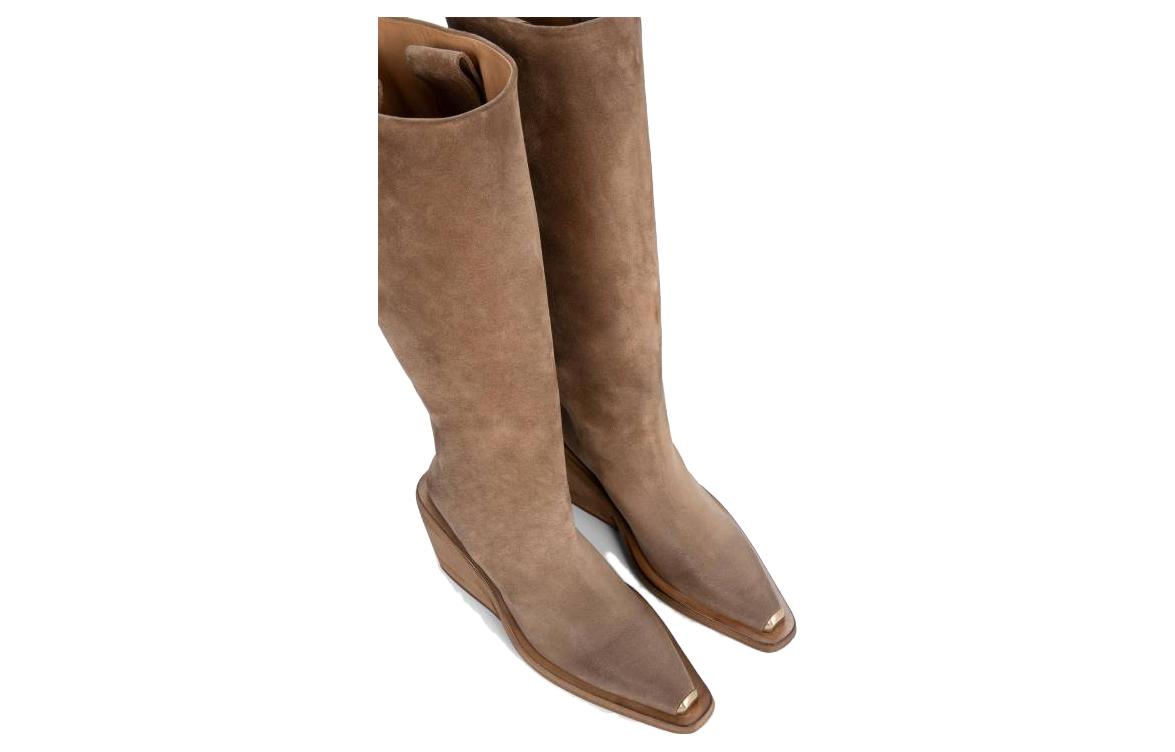 Lookbook (W) Marsèll Suede Sepatu Boot Tinggi Ujung Bulat 'Coklat' MW6934186310