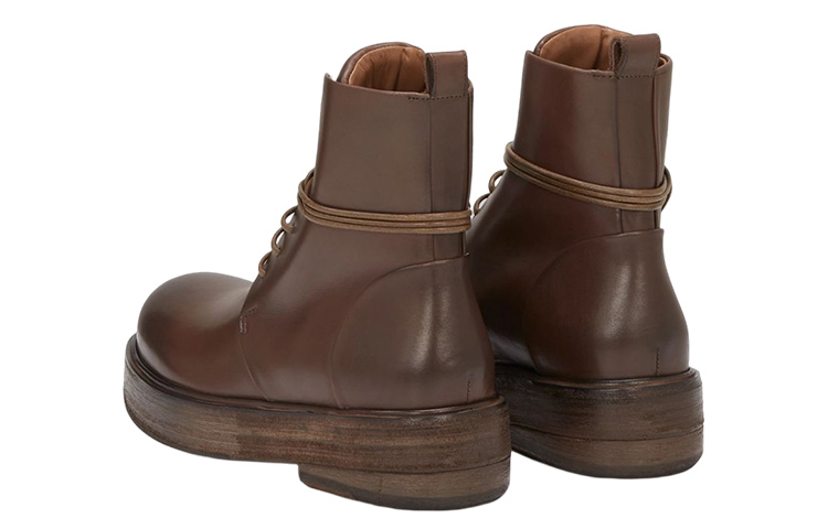 Shop (W) Marsèll Zuccolona 棕色皮革系带短靴 MW5191118490