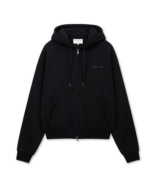 (Women) Matin Kim Back Logo Essential Zip-Up Hoodie in Black MK2600JP303VBB
