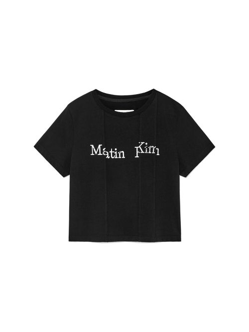 (Women) Matin Kim Black Unbalance Logo Crop Top MK2600TS707VBB