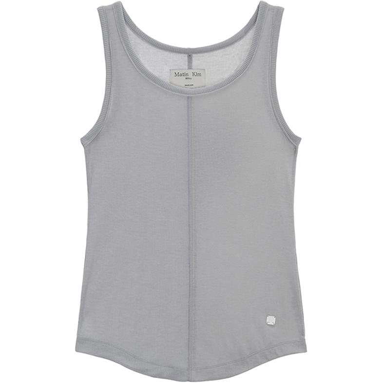 (Women) MATIN KIM Sleeveless Crewneck Tank Top Gray Colorblock Design MK2434TS036MGY