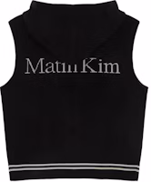 (Women) Matin Kim SS25 Black Hooded Logo Knit Zip Vest MK2400KV753MBB (Women) Matin Kim SS25 Black Hooded Logo Knit Zip Vest MK2400KV753MBB