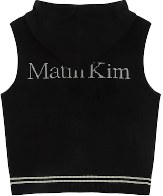 (Women) Matin Kim SS25 Black Hooded Logo Knit Zip Vest MK2400KV753MBB Buy (Women) Matin Kim SS25 Black Hooded Logo Knit Zip Vest MK2400KV753MBB