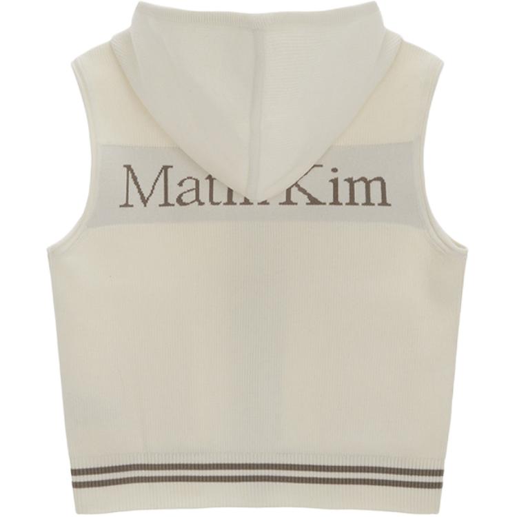 (Women) Matin Kim SS25 Ivory Logo Knit Hoodie Vest for Women MK2400KV753MIV