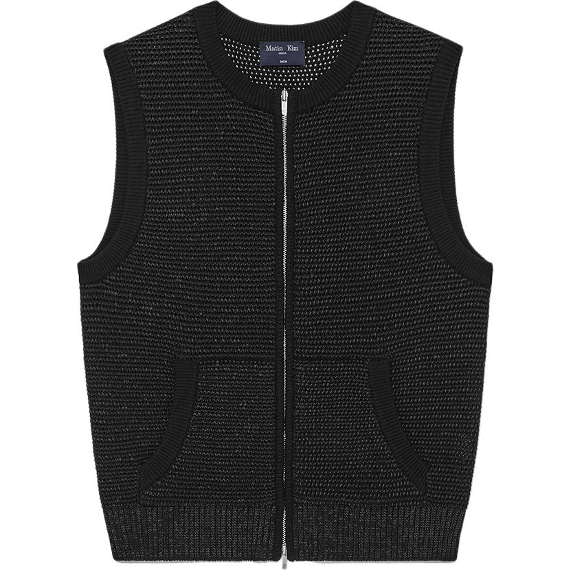 MATIN KIM SS25 Mesh Comfort Zipper Vest Black MK2534KV505HBB