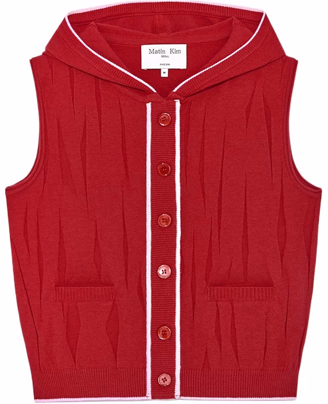 women-matin-kim-ss-25-red-ruched-button-knit-hooded-vest-mk-2534-kv-004-mrd