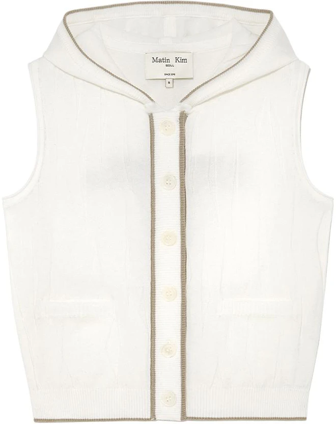 women-matin-kim-ss-25-slim-fit-ruched-button-knit-hoodie-vest-ivory-mk-2534-kv-004-miv