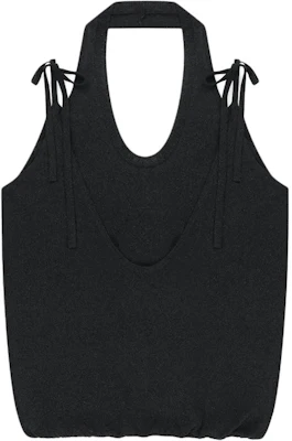 (Women) MATIN KIM SS26 Black Layered Tie Halter Neck Knit Top for Women MK2634PO006MBB Buy (Women) MATIN KIM SS26 Black Layered Tie Halter Neck Knit Top for Women MK2634PO006MBB