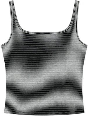 (Women) Matin Kim SS26 Black Square Neck Cropped Tank Top - Casual Striped Style MK2634TS018MBB Buy (Women) Matin Kim SS26 Black Square Neck Cropped Tank Top - Casual Striped Style MK2634TS018MBB